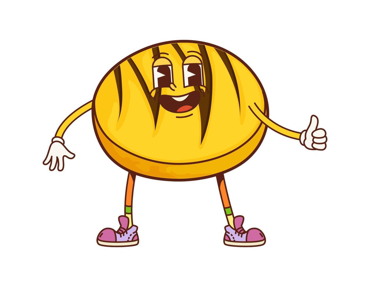 Funny shortbread cookie groovy bakery character vector