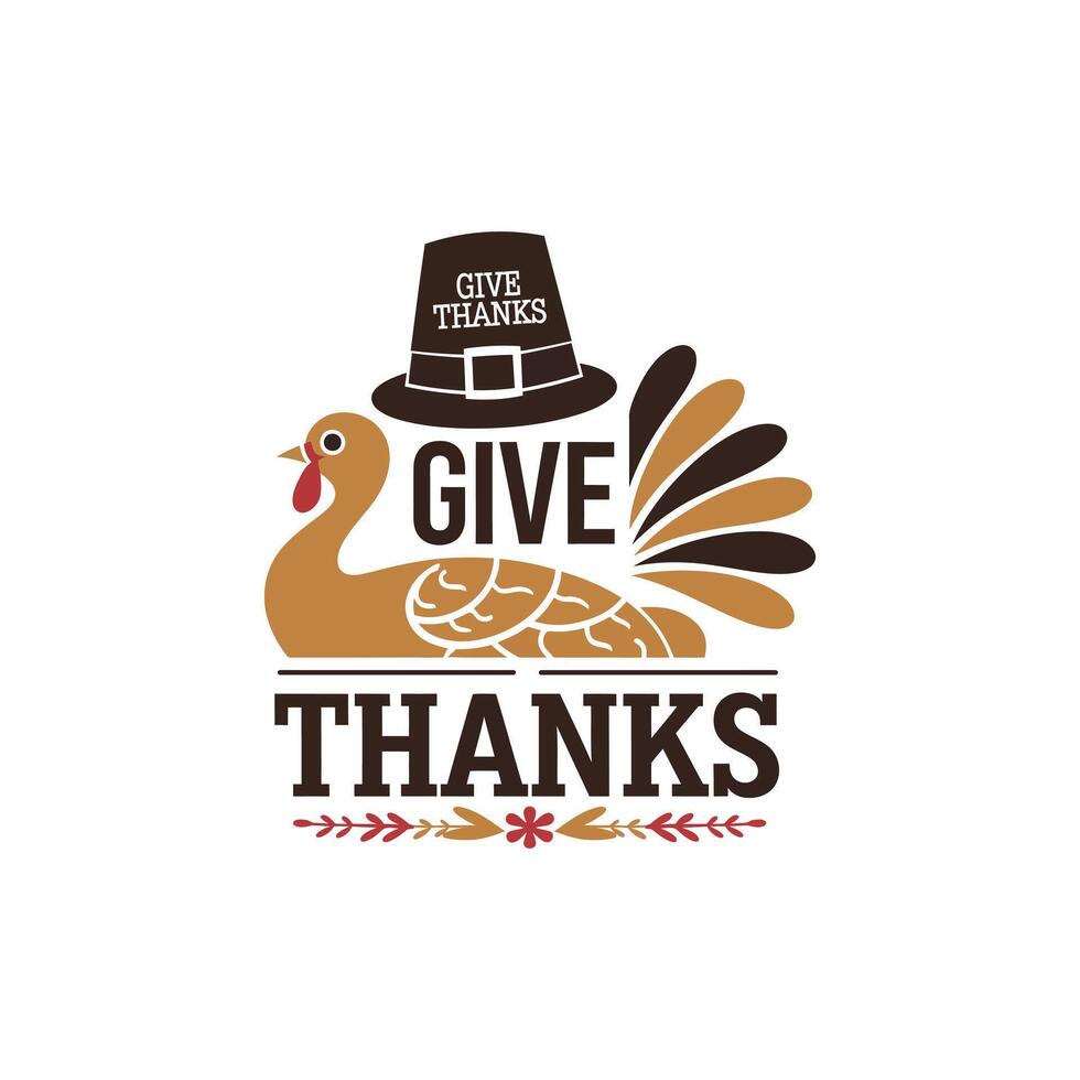 Give thanks turkey logo vector