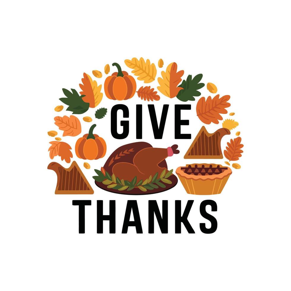 Give thanks thanksgiving illustration vector