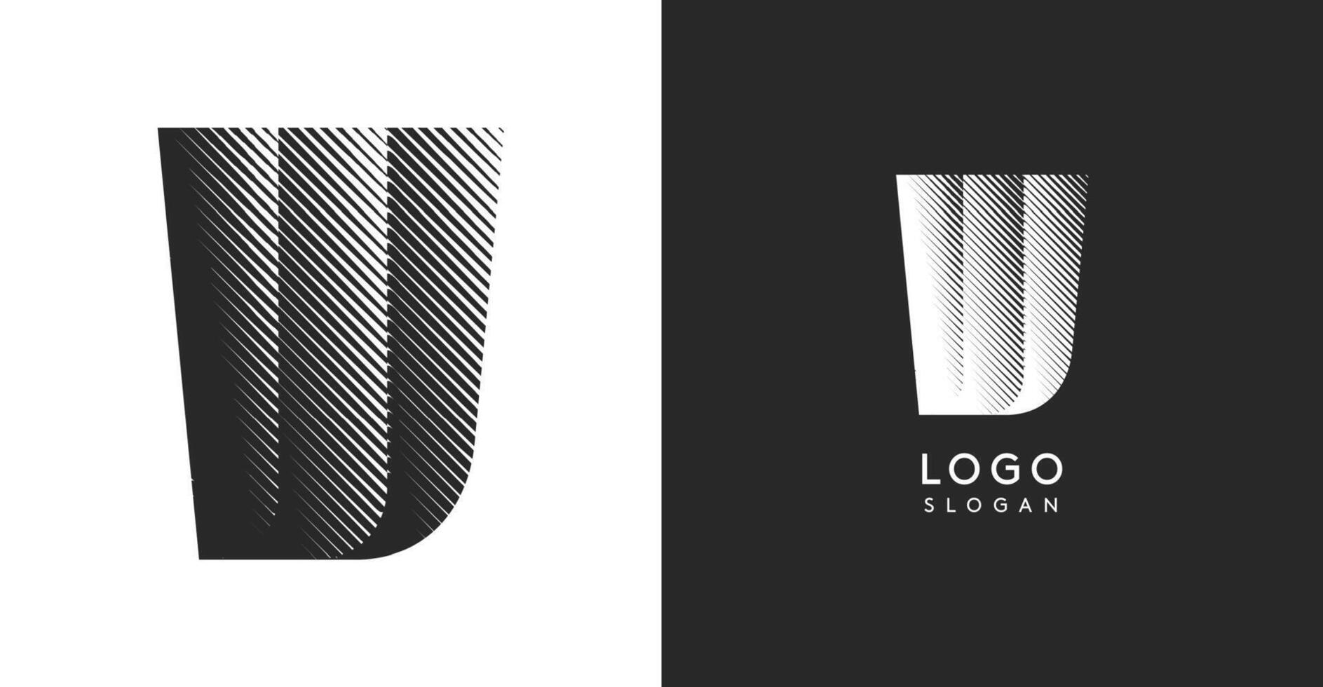 W letter. Sharp contrast monogram strike diagonal hatching for industrial yet modern look. High bold logo template. Logotype concept design for brand in tech, architecture, fashion vector