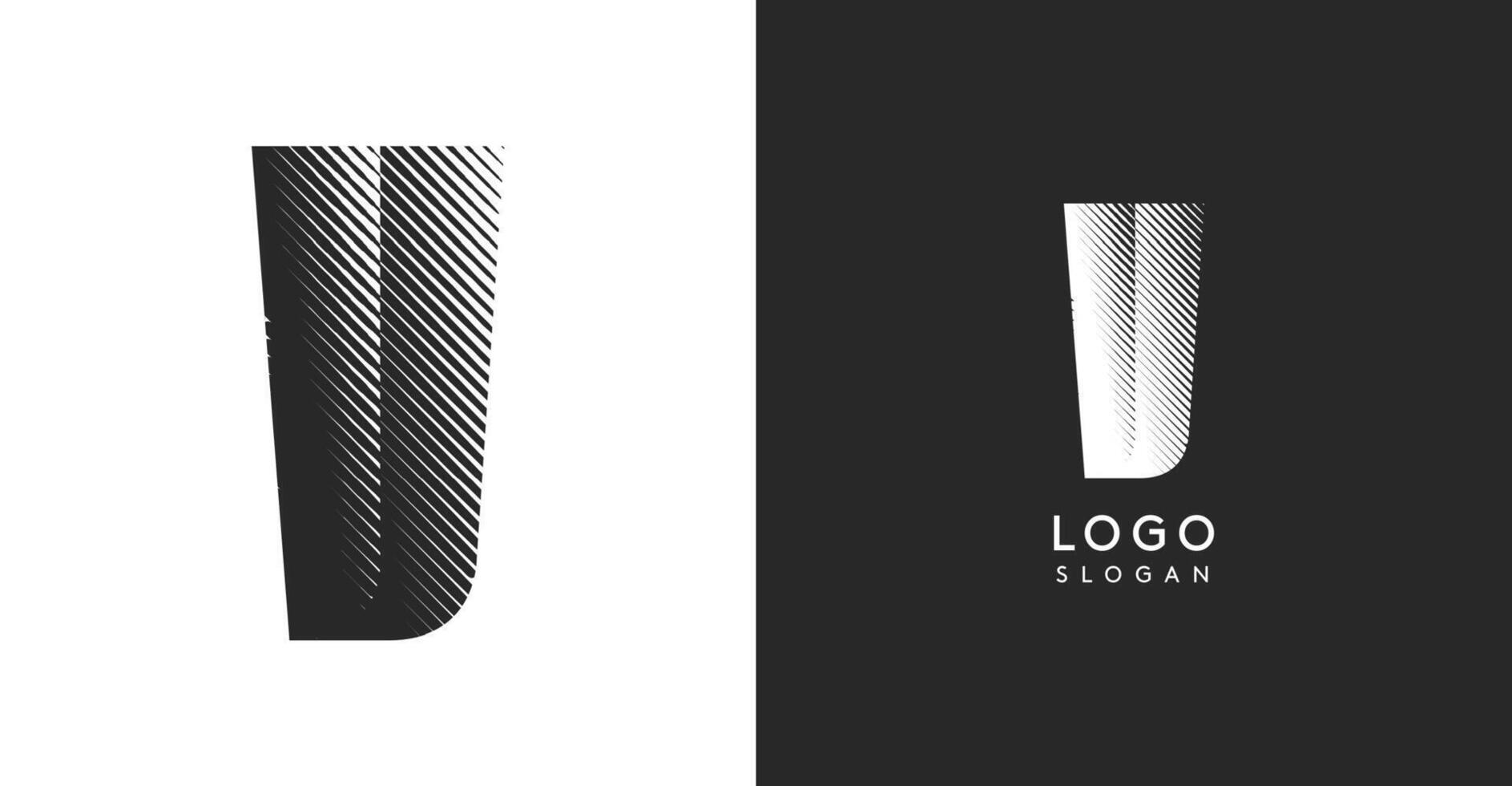 V letter. Sharp contrast monogram strike diagonal hatching for industrial yet modern look. High bold logo template. Logotype concept design for brand in tech, architecture, fashion vector