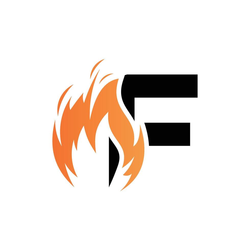 F letter logo design in fire initial style Premium vector