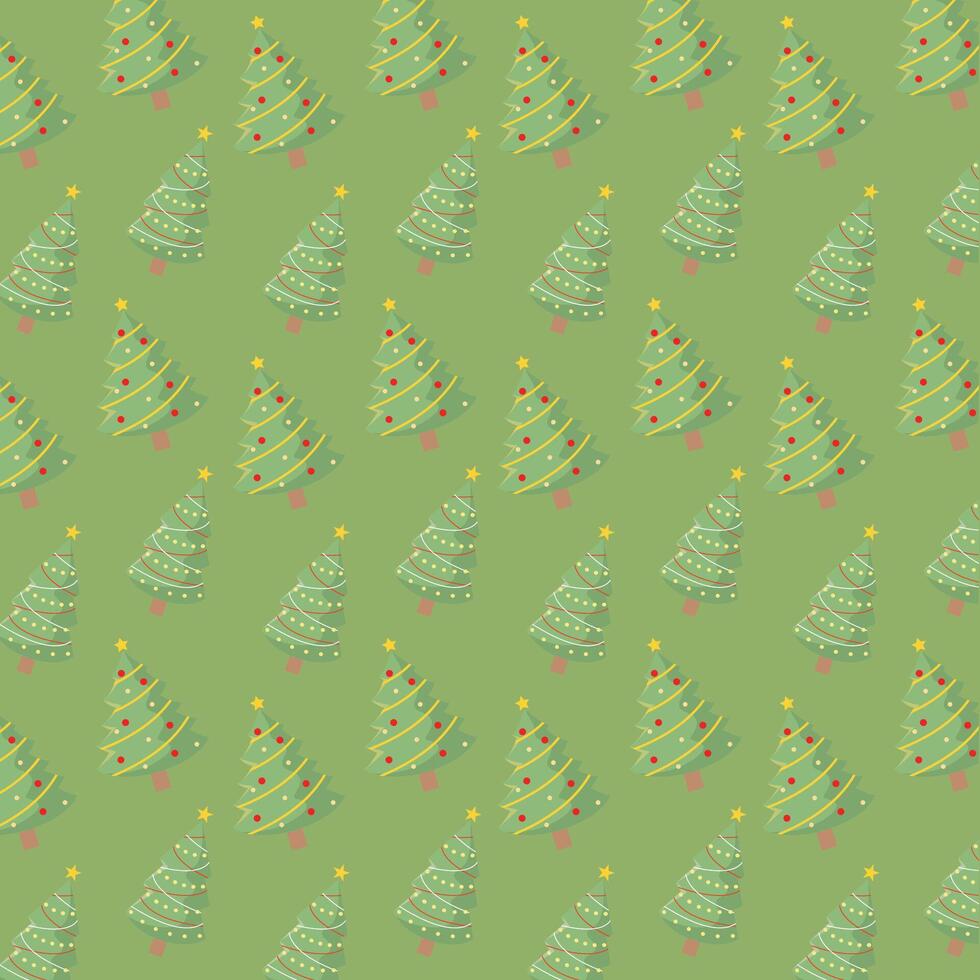 Pattern of decorated Christmas trees, vector