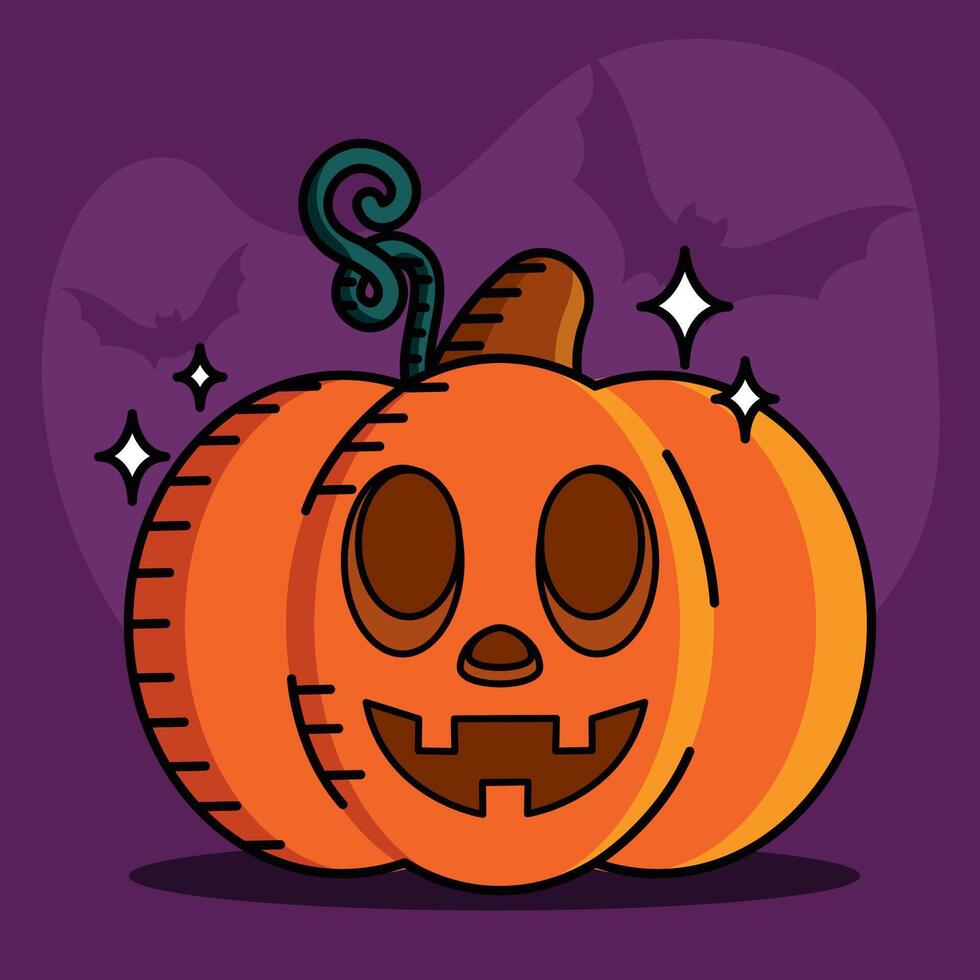 Jack-o -lantern pumpkin with carved face for Halloween, vector