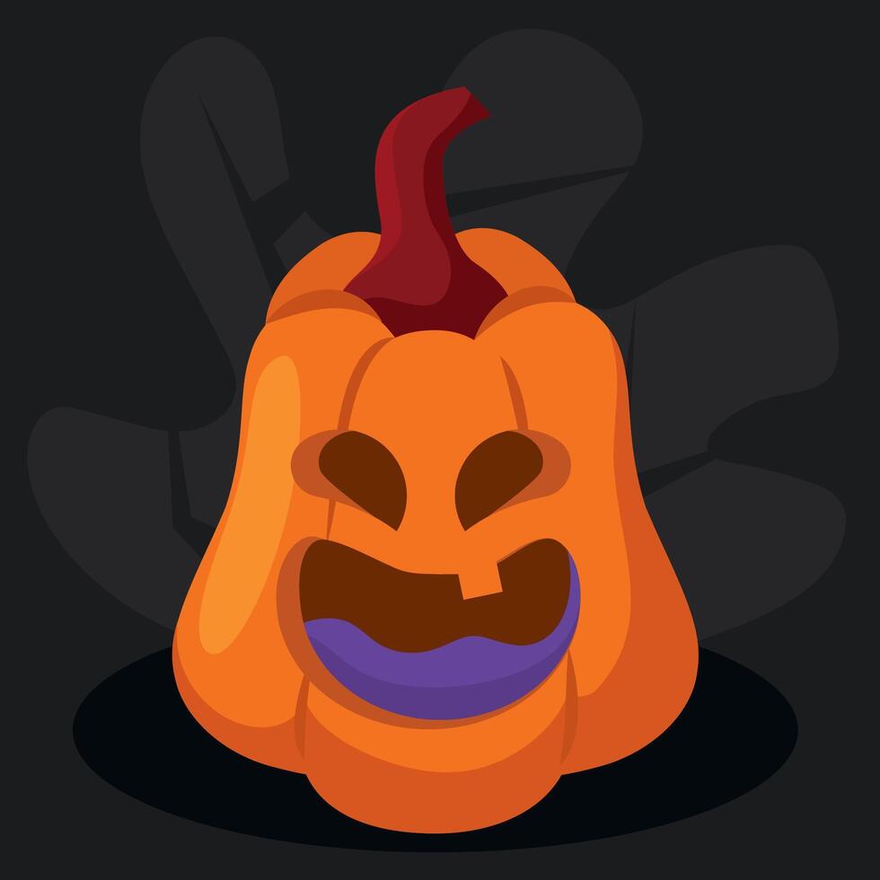 Tall jack-o-lantern pumpkin with surprised expression, vector