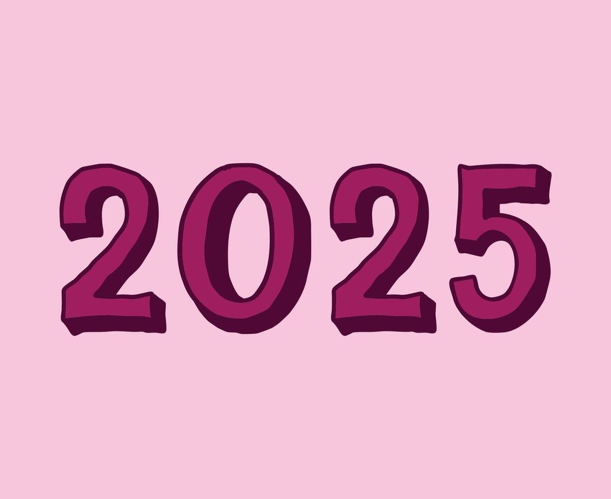 2025 Happy New Year Purple 3D Design Elegant Abstract Illustration vector