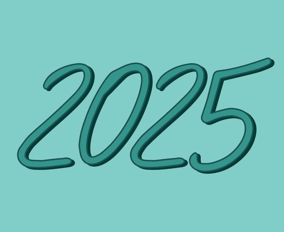 2025 Happy New Year Design Blue Cyan Abstract Symbol Illustration vector