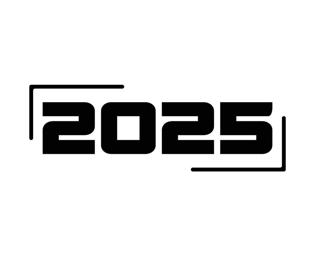 2025 Happy New Year Design Black Abstract Symbol Illustration vector