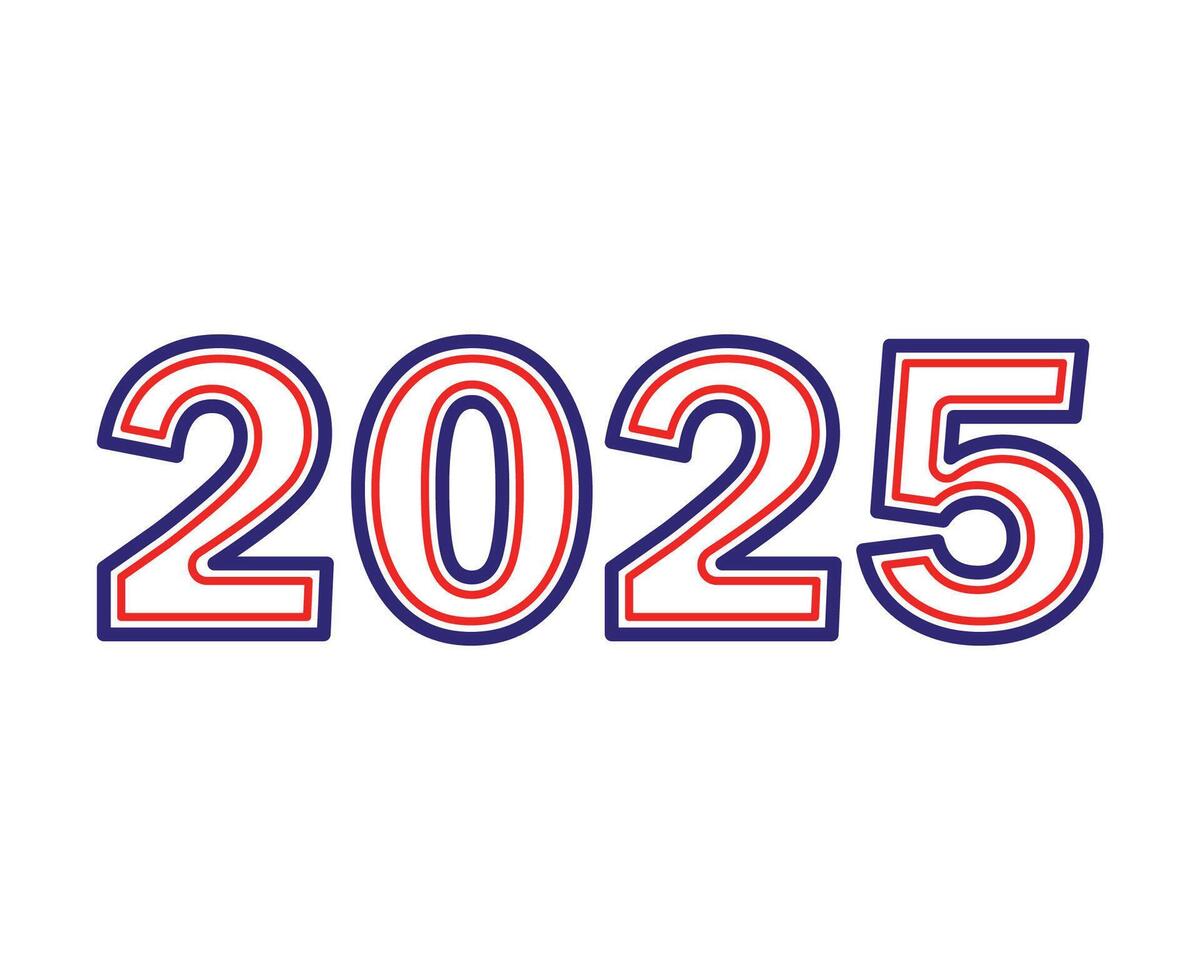 Happy New Year 2025 Abstract Blue And Red Number Design Symbol Illustration vector