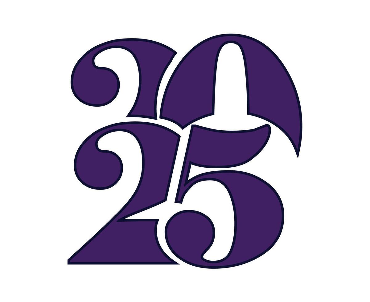 Happy New Year 2025 Abstract Number Purple Design Symbol Illustration vector