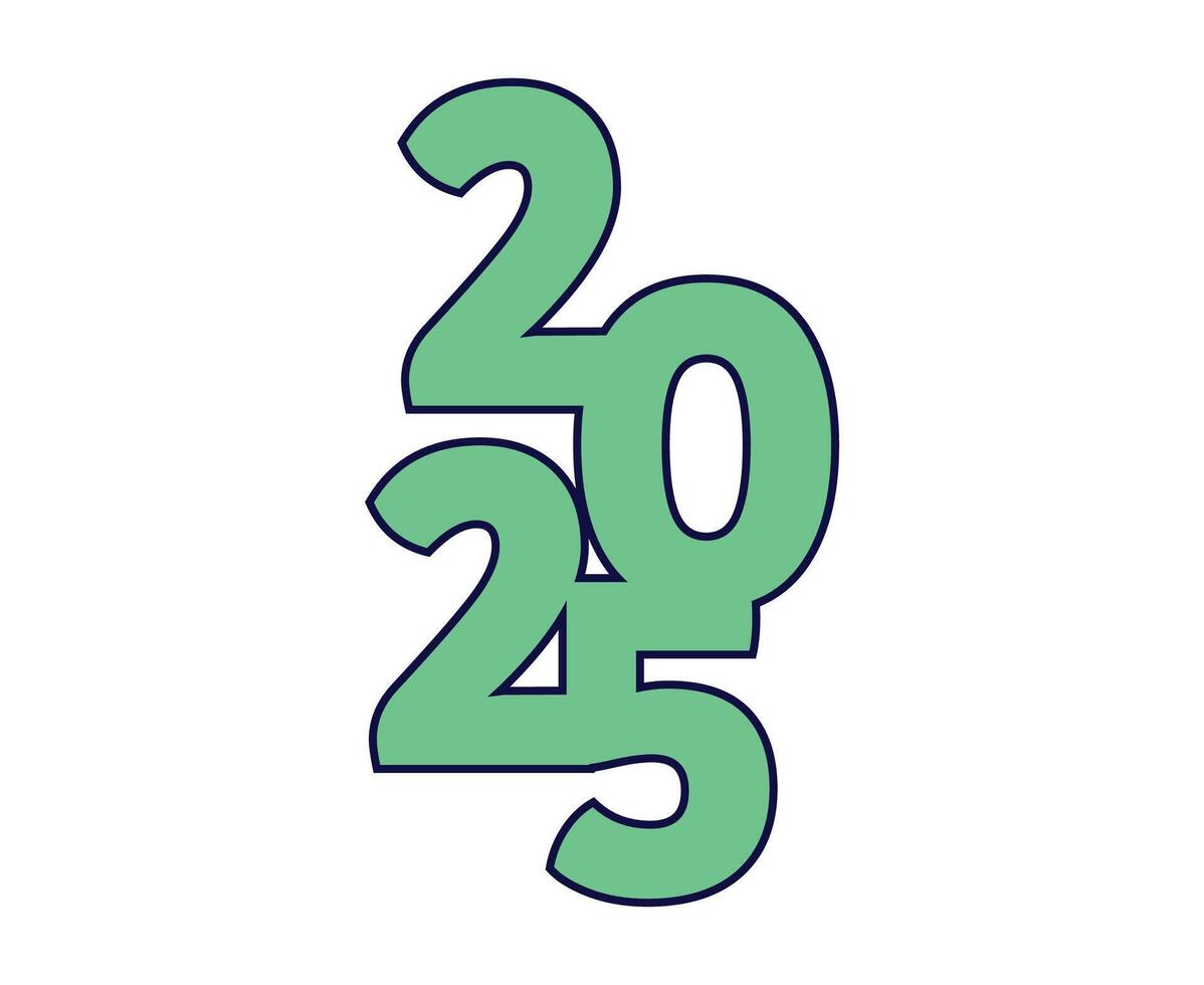 Happy New Year 2025 Abstract Cyan Number Design Symbol Illustration vector