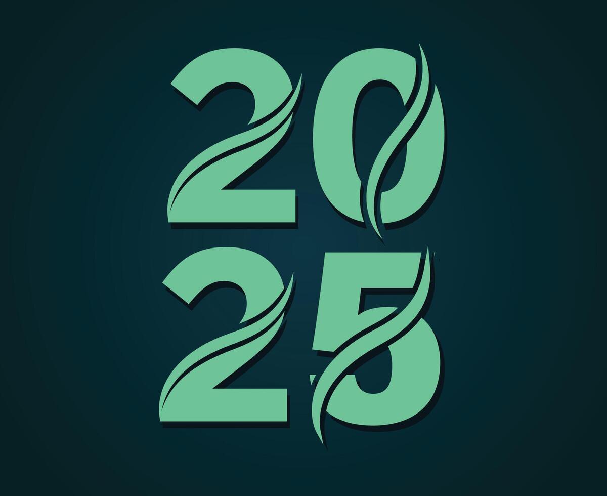 2025 Happy New Year Abstract Cyan Number Design Symbol Illustration vector
