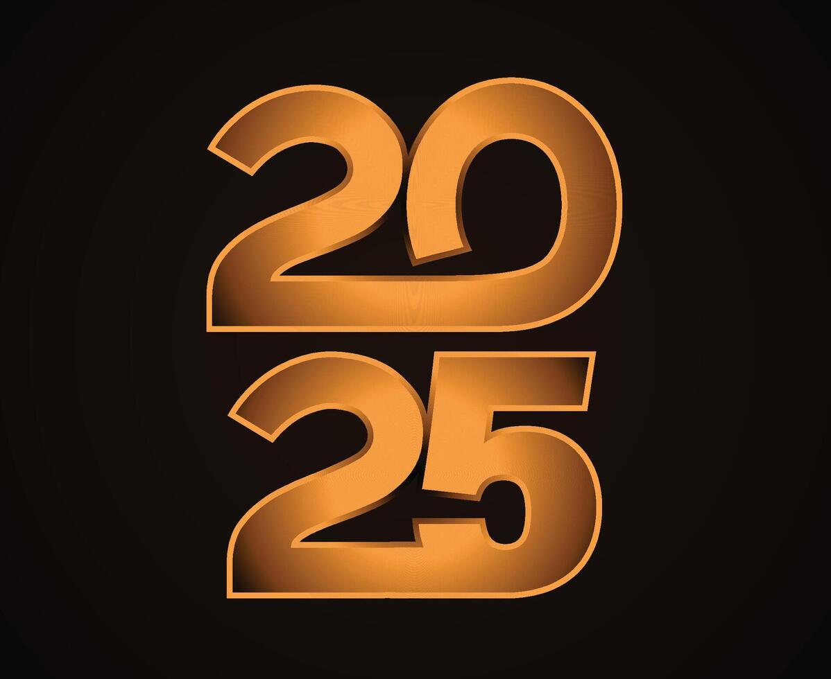 Happy New Year 2025 Design Gold Number Abstract Symbol Illustration vector
