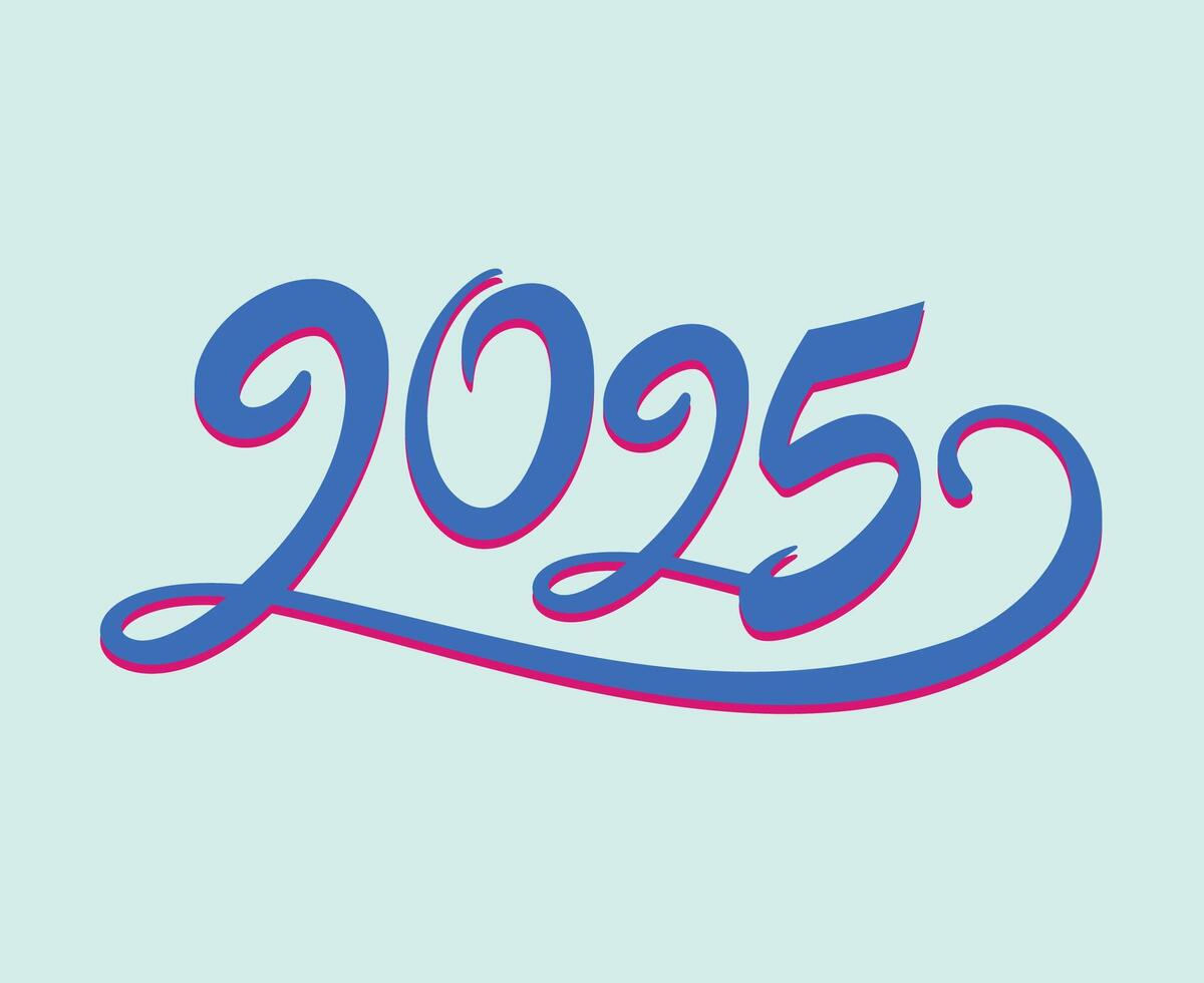 Happy New Year 2025 Abstract Cyan And Pink Number Design Symbol Illustration vector