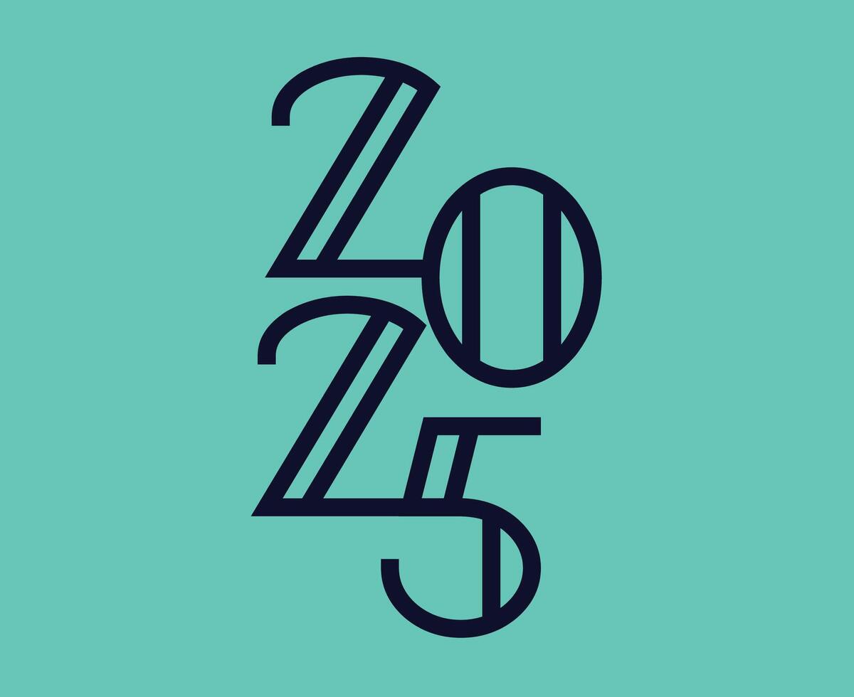 2025 Happy New Year Design Blue Abstract Symbol Illustration vector