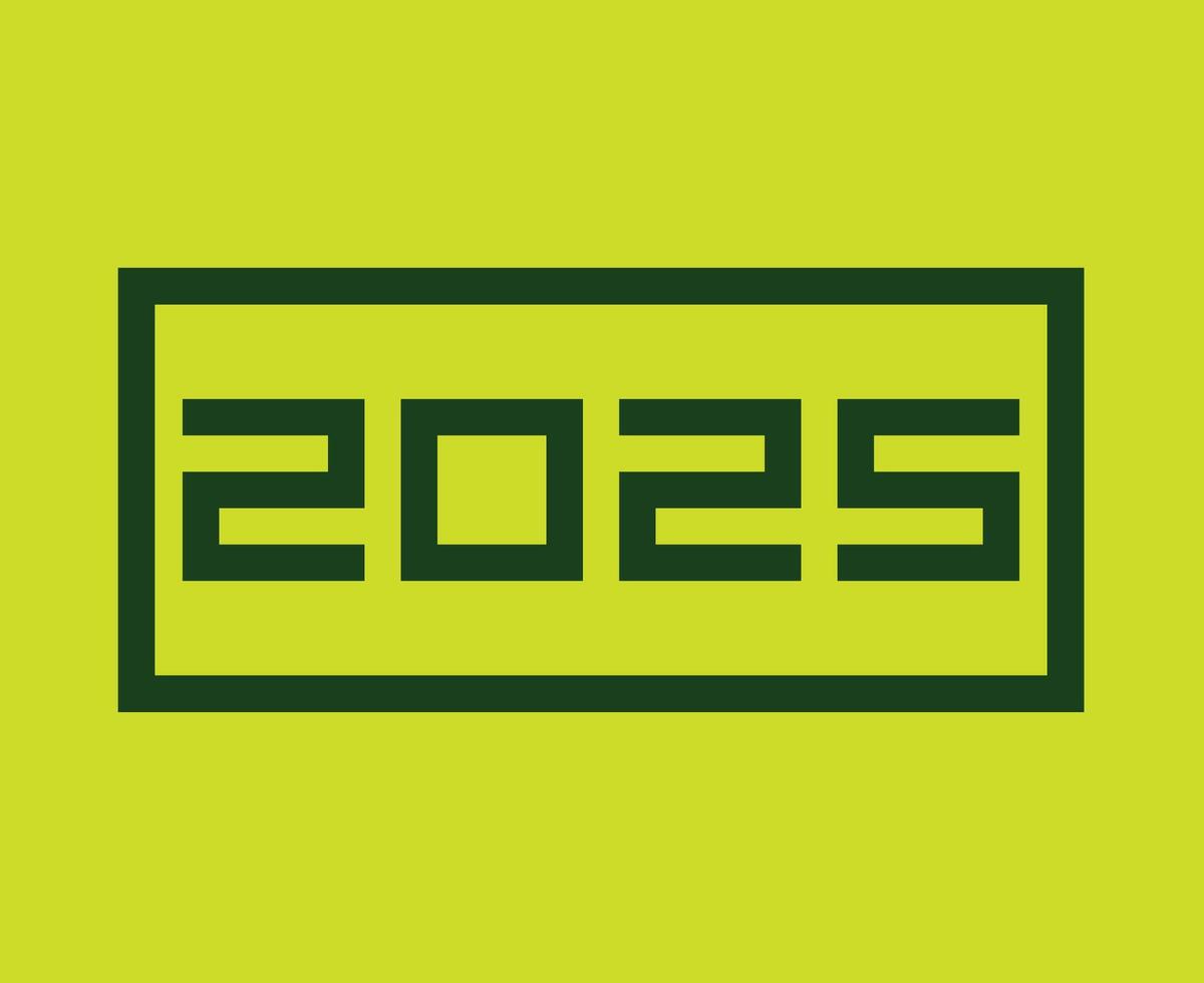 2025 Happy New Year Design Green And Yellow Abstract Symbol Illustration vector