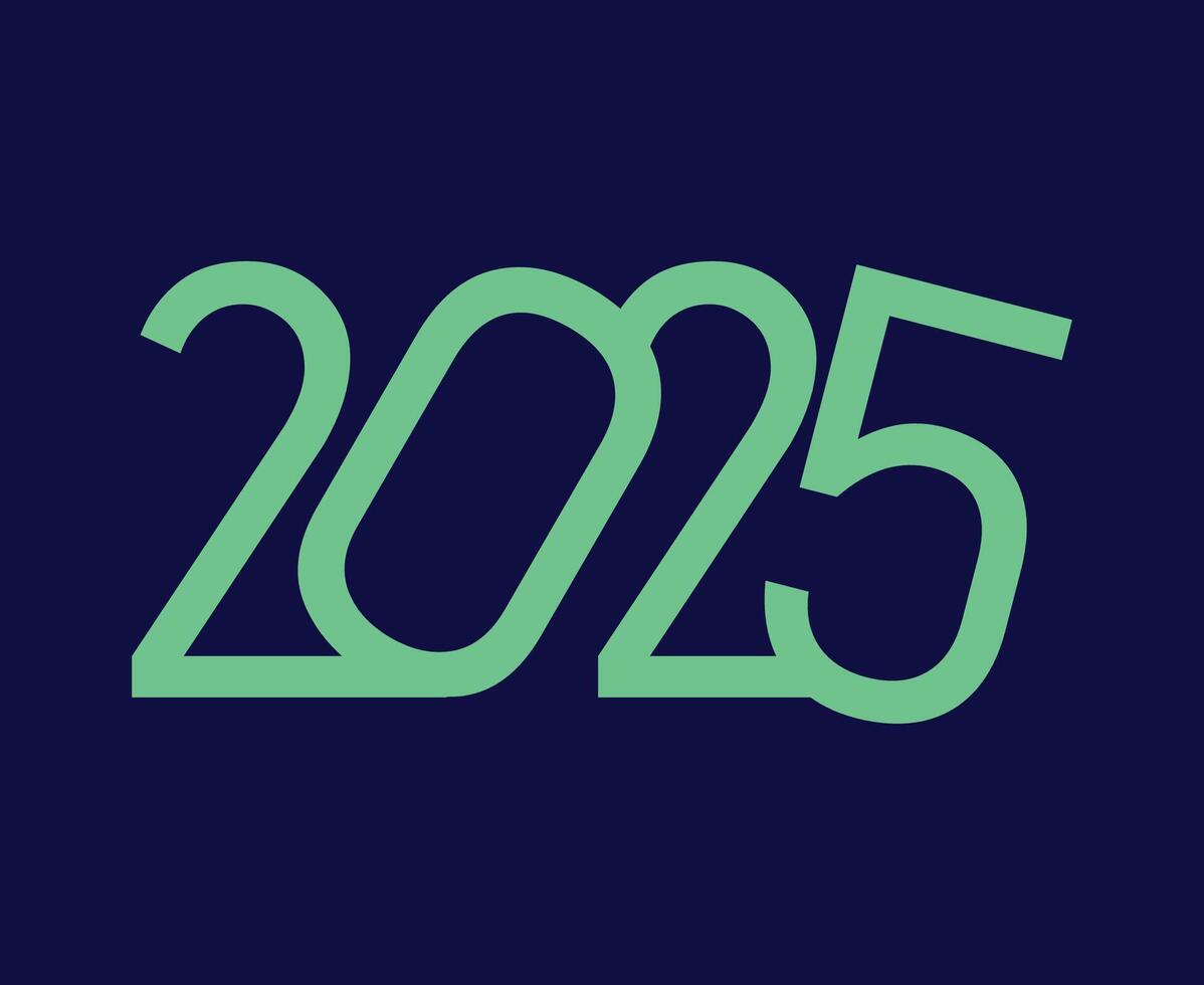 Happy New Year 2025 Abstract Blue And Green Number Design Symbol Illustration vector