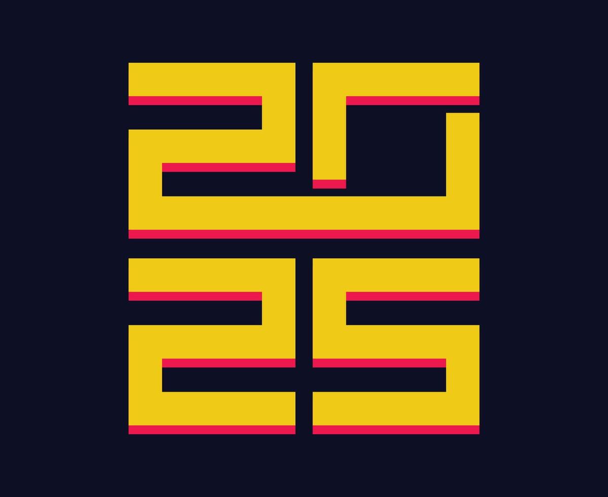Happy New Year 2025 Abstract Yellow And Pink Number Design Symbol Illustration vector