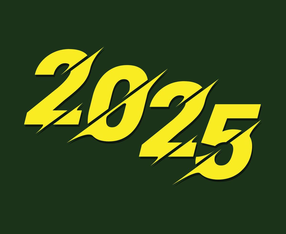2025 Happy New Year Abstract Green And Yellow Number Design Symbol Illustration vector