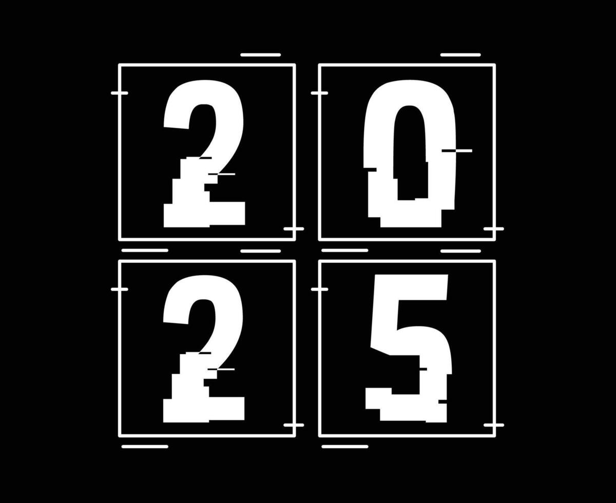 2025 Happy New Year Black And White Design Elegant Abstract Illustration vector