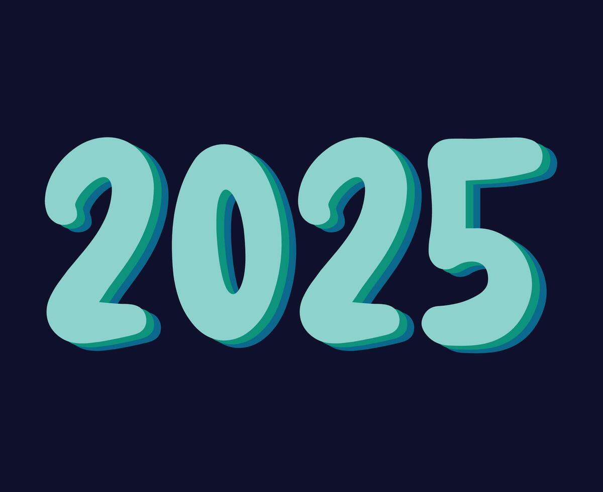 Happy New Year 2025 Design Blue Abstract Symbol Illustration vector