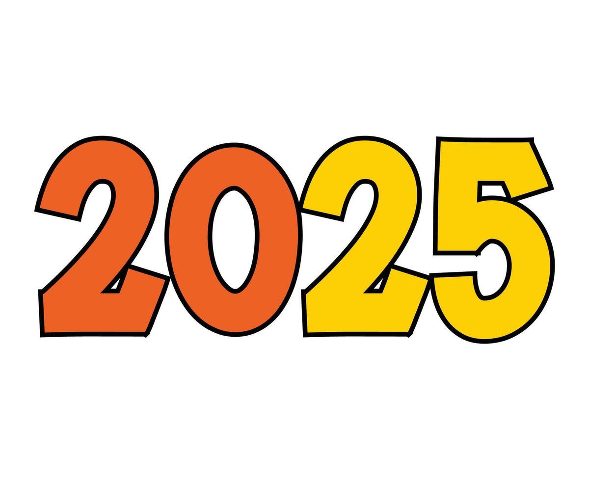 2025 Happy New Year Design Yellow And Orange Abstract Symbol Illustration vector