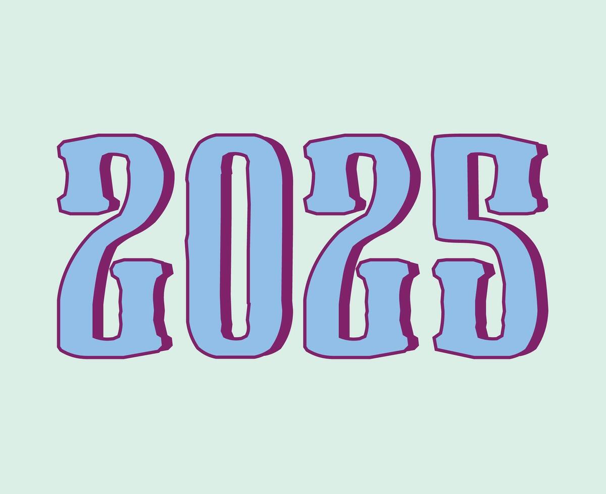 2025 Happy New Year Purple And Cyan 3D Design Abstract Elegant Illustration vector
