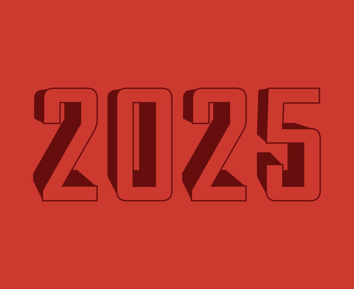 2025 Happy New Year Design Red Abstract Symbol Illustration vector