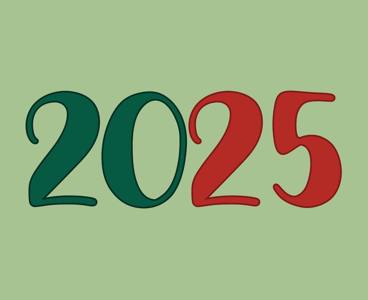 2025 Happy New Year Green And Orange Design Abstract Elegant Illustration vector