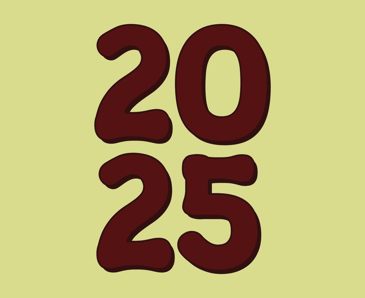 2025 Happy New Year Design Maroon And Brown Number Abstract Symbol Illustration vector