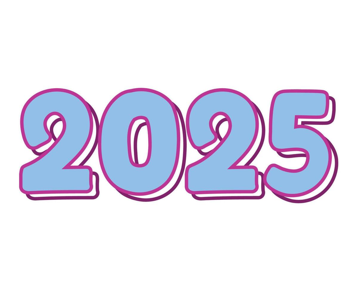 2025 Happy New Year Purple And Blue 3D Design Abstract Elegant Illustration vector