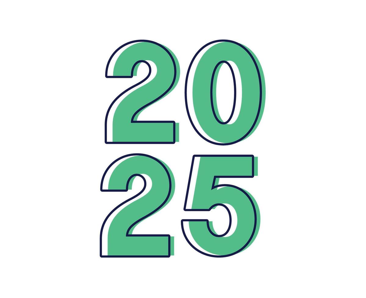 2025 Happy New Year Design Blue Cyan Abstract Symbol Illustration vector