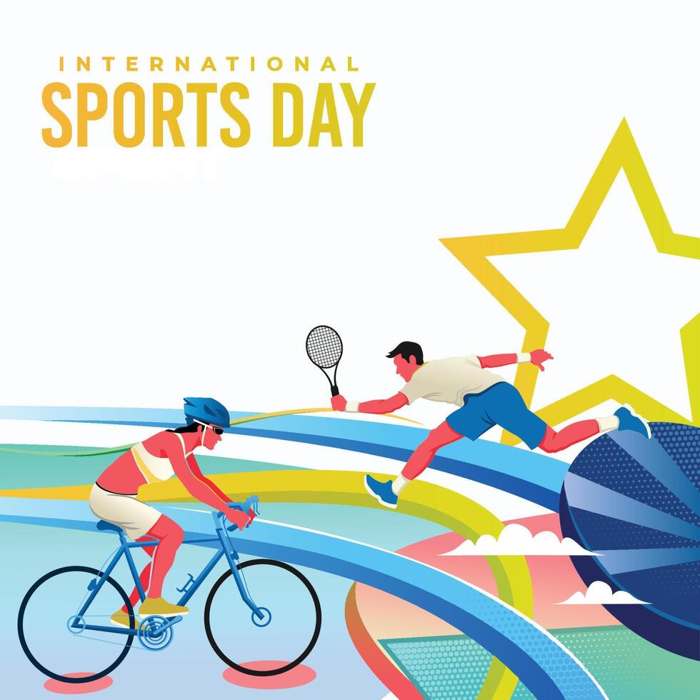 Sports Day Background . International Sports Day Illustration. Graphic Design for the decoration of gift certificates, banners, and flyer vector