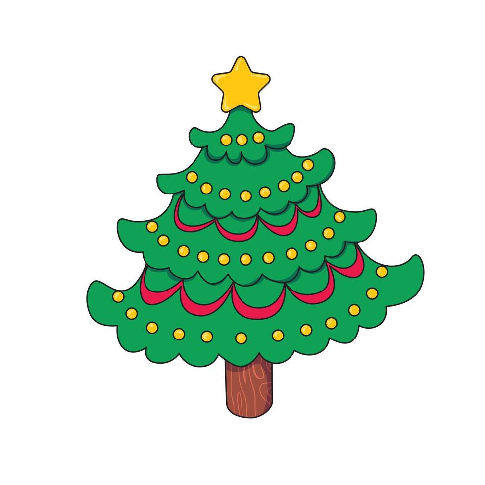 a drawing of a Christmas tree with a star on it. vector