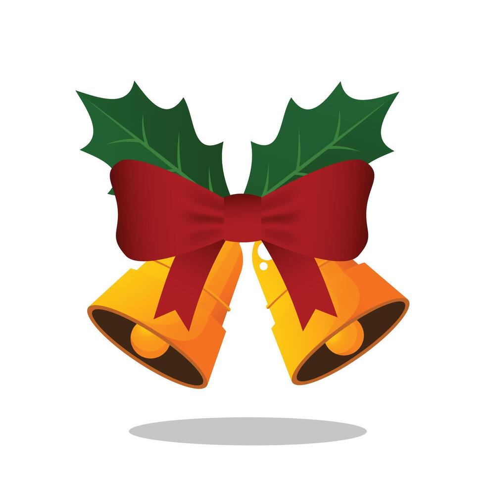 Christmas bells ribbon ornament illustration in flat art style perfect for new year design decoration template asset vector