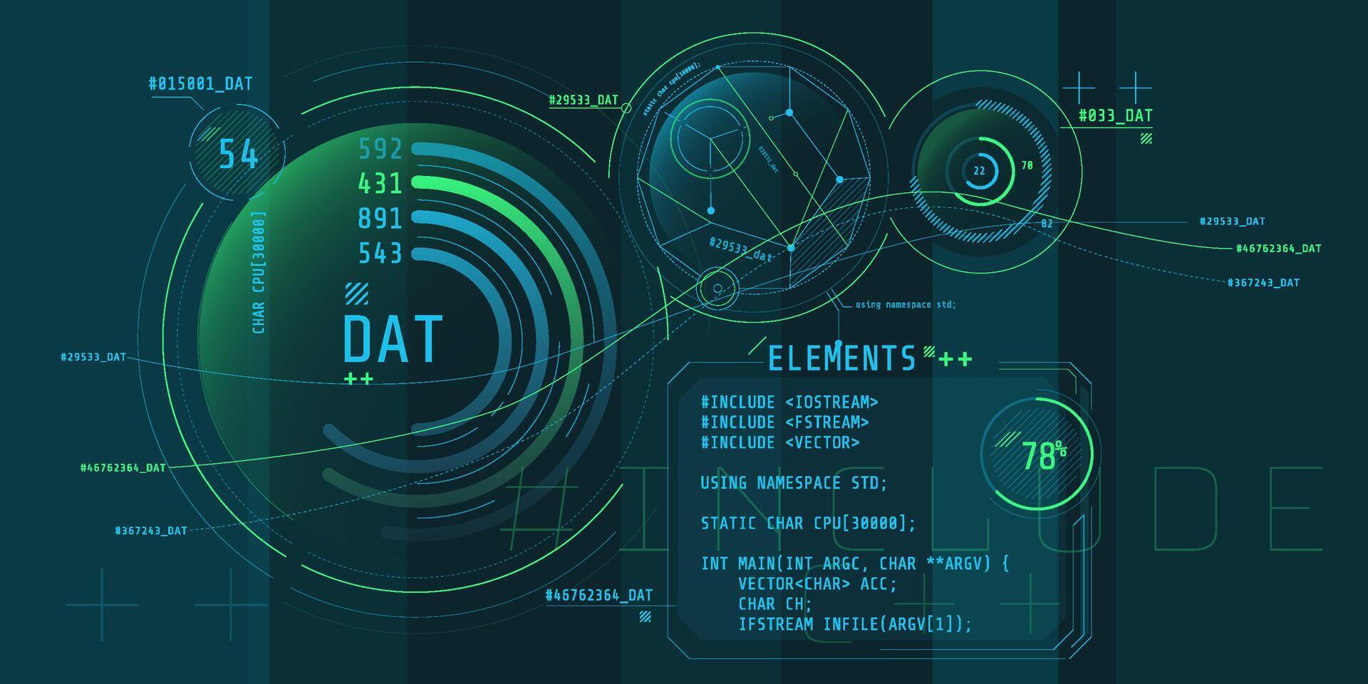composición de computadora hud interfaz con codificación. vector