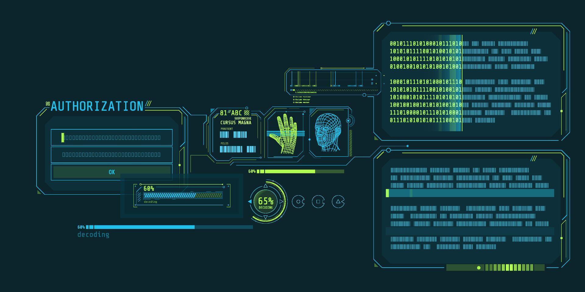 Data decoding program interface with authorization window. vector