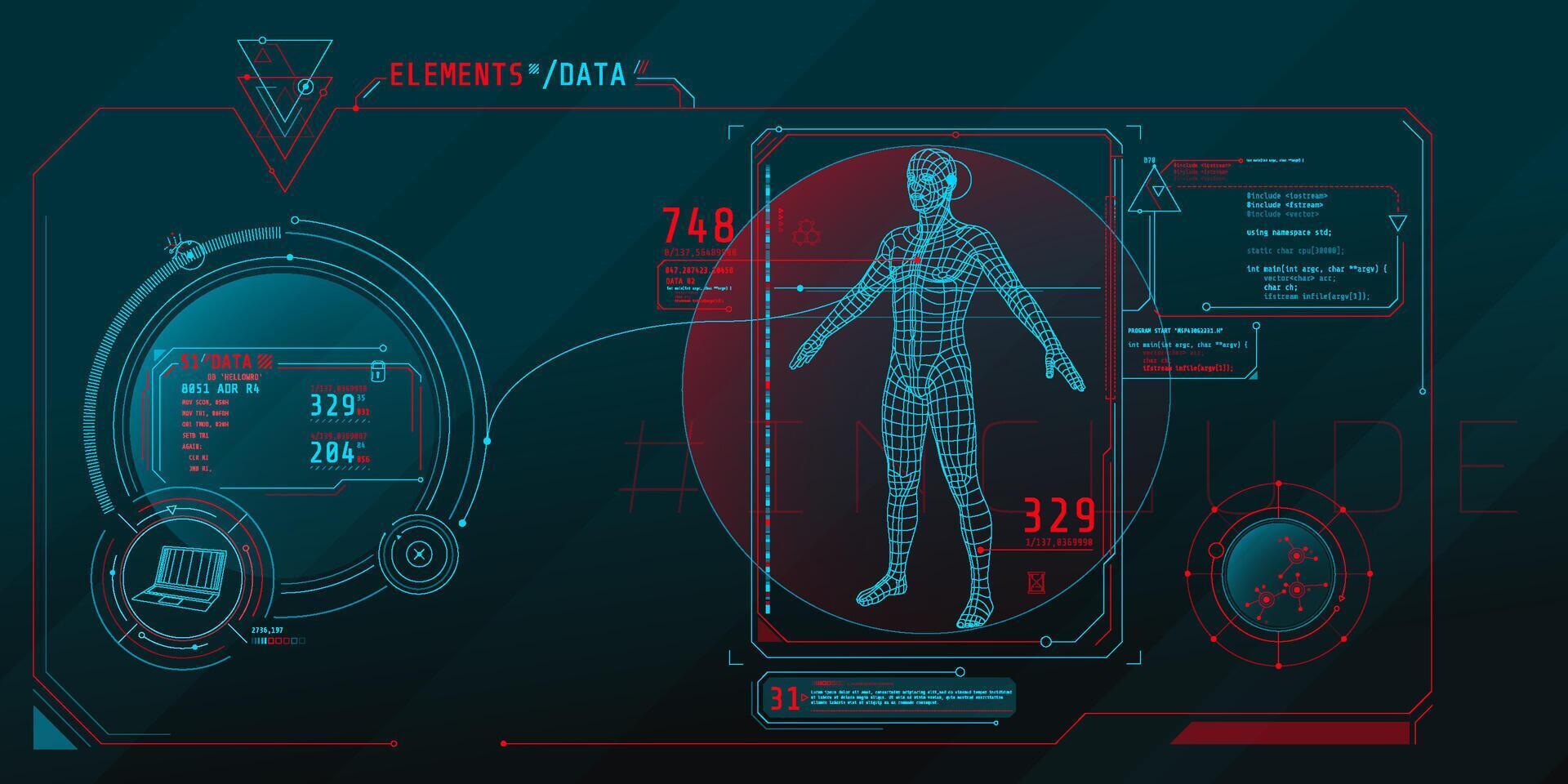 Design of the virtual interface of the data protection program. vector