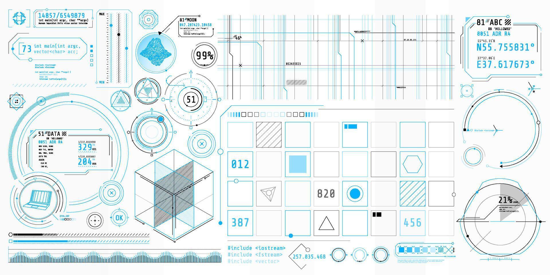 A set of thin elements on the topic of Data Control. vector