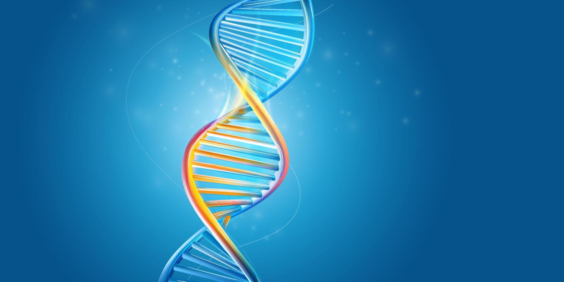 DNA molecule structure on a blue background. vector