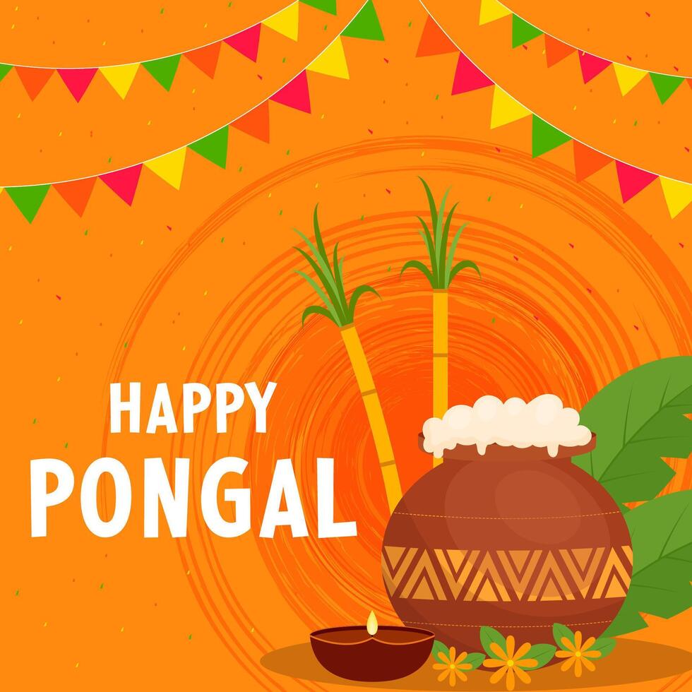 happy pongal festival illustration design in a flat style vector