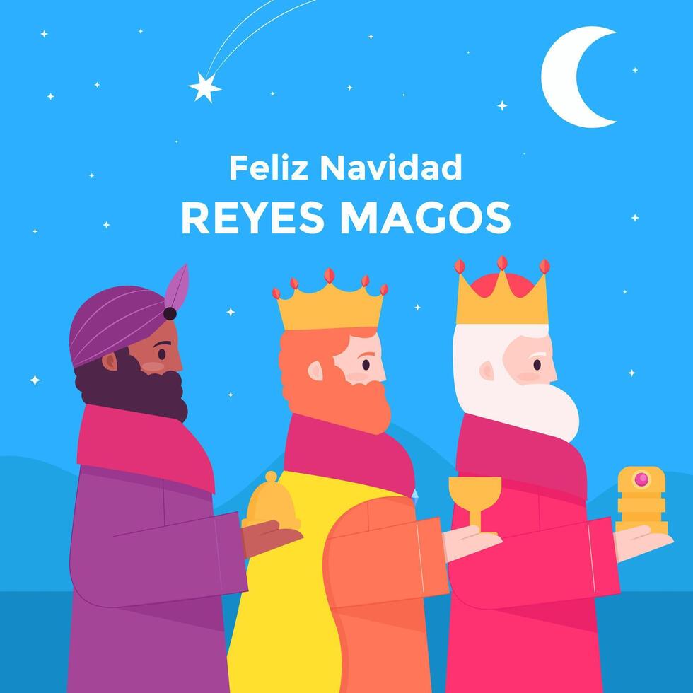reyes magos illustration in flat style design concept vector