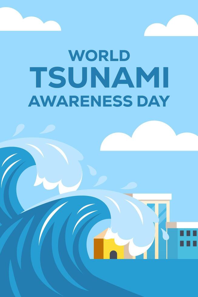 world tsunami awareness day vertical banner illustration vector
