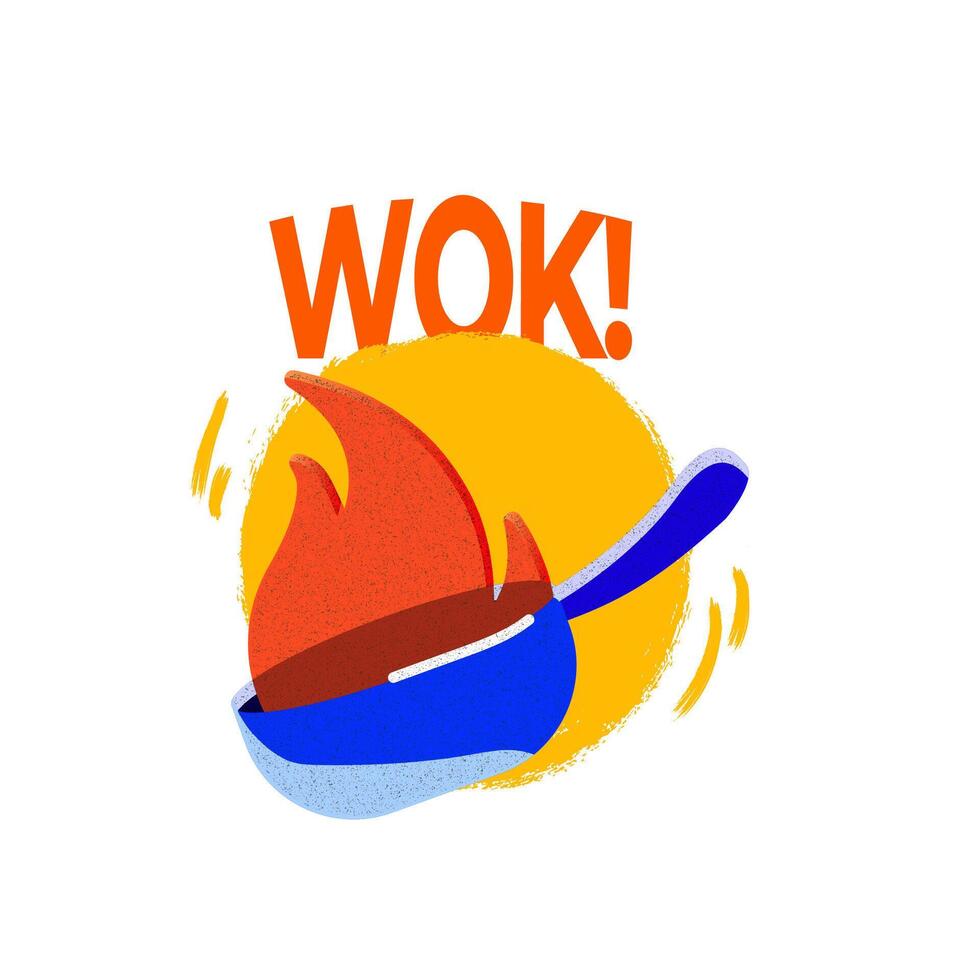 Wok Restaurant Food Logo vector