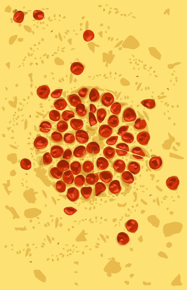 pepperoni pizza texture with cheese on yellow background vector
