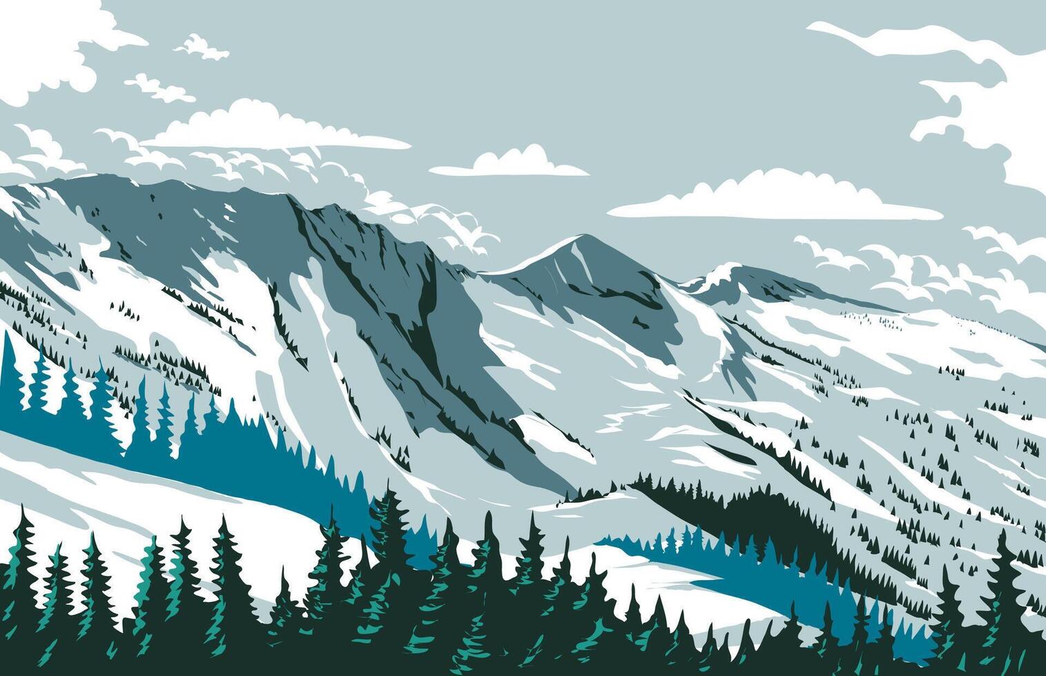 Alta Ski Area in the Wasatch Mountains in Salt Lake County Utah WPA Poster Art vector