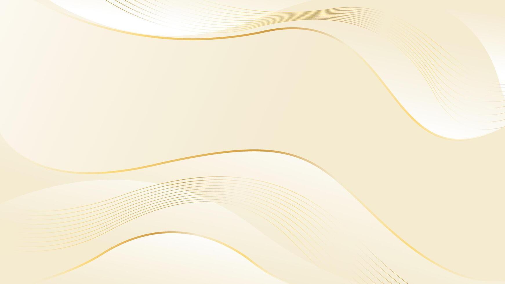 Elegant cream color luxury background. Abstract wave dynamic wallpaper with gold lines vector