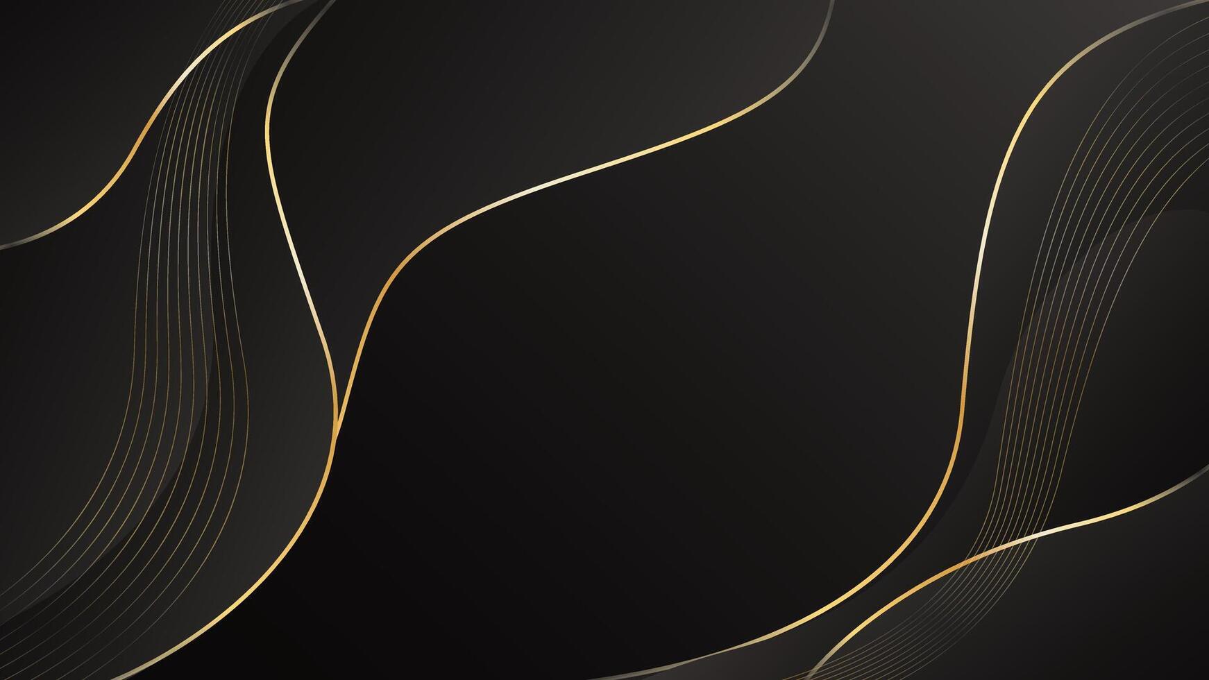 Abstract black luxury background with gold lines. Elegant wave modern wallpaper vector