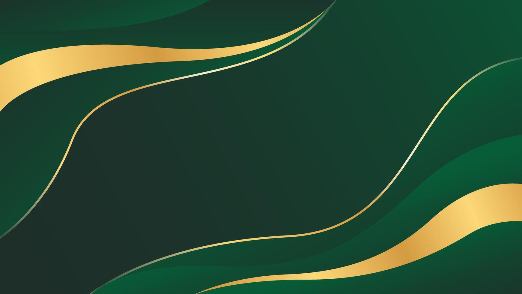 Abstract emerald green luxury wave background with gold lines vector