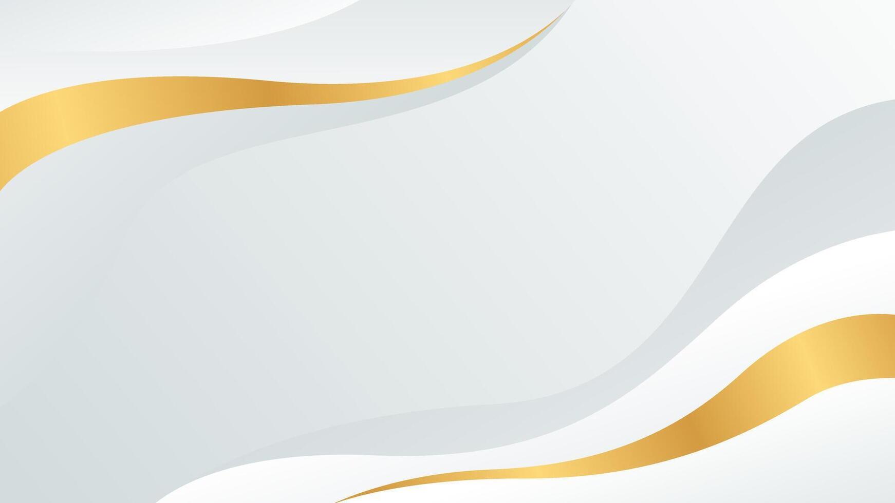 Abstract white-gray luxury wave background with gold lines. Elegant modern wallpapers vector